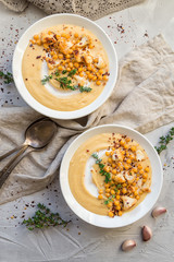 Roasted cauliflower and chickpea soup