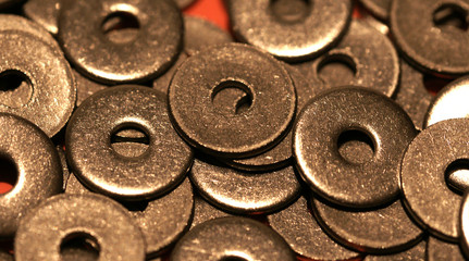 Stainless Steel Washers Close Up