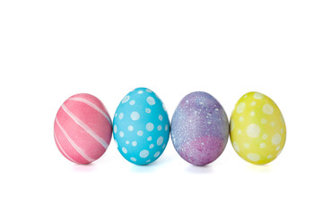 Decorative Easter eggs isolated on white background. Festive tradition