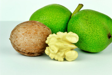 walnuts close-up, on a light background