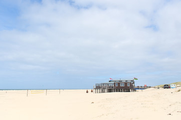 Landscape with beach pavilion