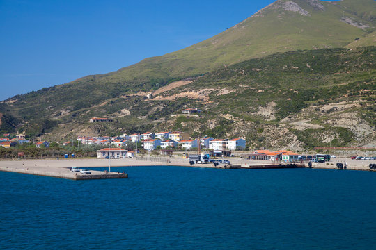 Gokceada ferry dock at İmbros island, Turkey, Aegean Sea