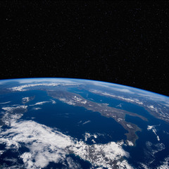 Italy from space with stars above. Elements of this image furnished by NASA. 