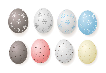 Decorated Easter quail eggs isolated on white background