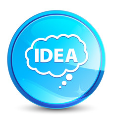 Idea bubble icon splash natural blue round button
