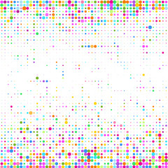 The bright colorful  dots on a white background. 