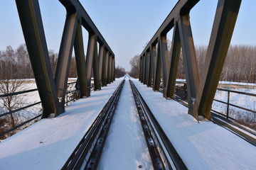 Old railway bridge in winter, Hungary, Sio, Szekszárd