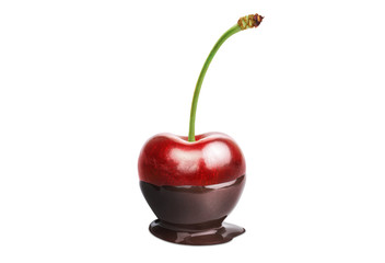 Fondue cherry in hot chocolate