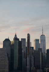 Fototapeta na wymiar downtown new york city sunset world trade center city scape skyline 