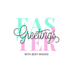 Happy Easter lettering. Easter greetings on white