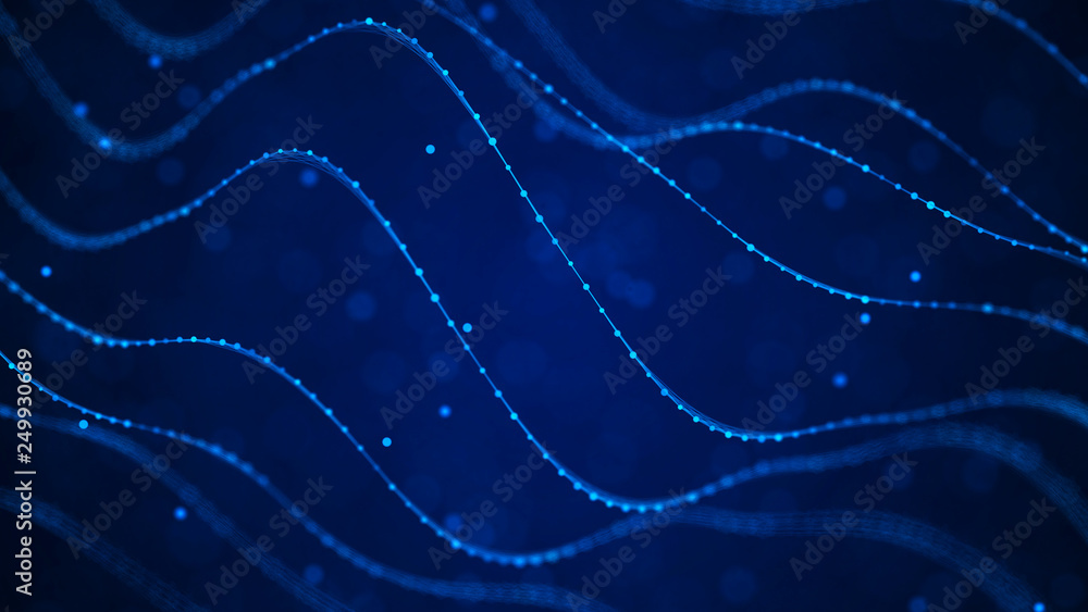 Poster Network connection dots and lines. Technology background. Plexus. Big data background. 3d rendering.