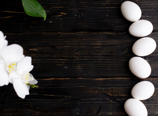 Eggs on dark background