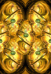 Artistic unique computer generated smooth abstract golden energetic fractals artwork background