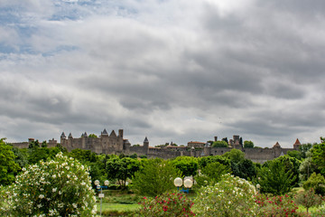 Panoramic view at the Old City of Carcassonne , France