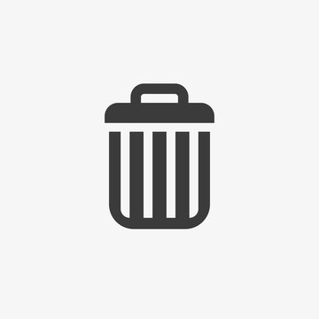recommend clip art: Delete icon, vector garbage trash can bin sign isolated on white, flat design for website.
