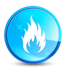 Fire icon splash natural blue round button