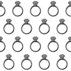 Dotwork Diamond Ring Seamless Pattern