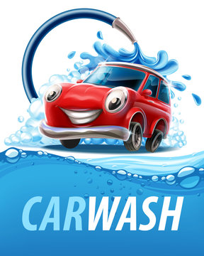 car wash banner with water wave