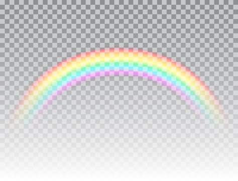 Realistic rainbow isolated on transparent background. Rainbow icon. Symbol of love. Colorful light and bright design element for decoration. Vector illustration