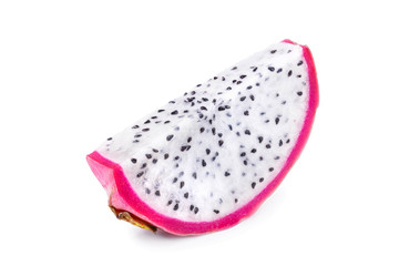 piece of Dragon fruit, Pitaya or Pitahaya isolated on white background, fruit healthy concept