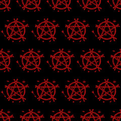 Dotwork Magic Pentagram Seamless Pattern