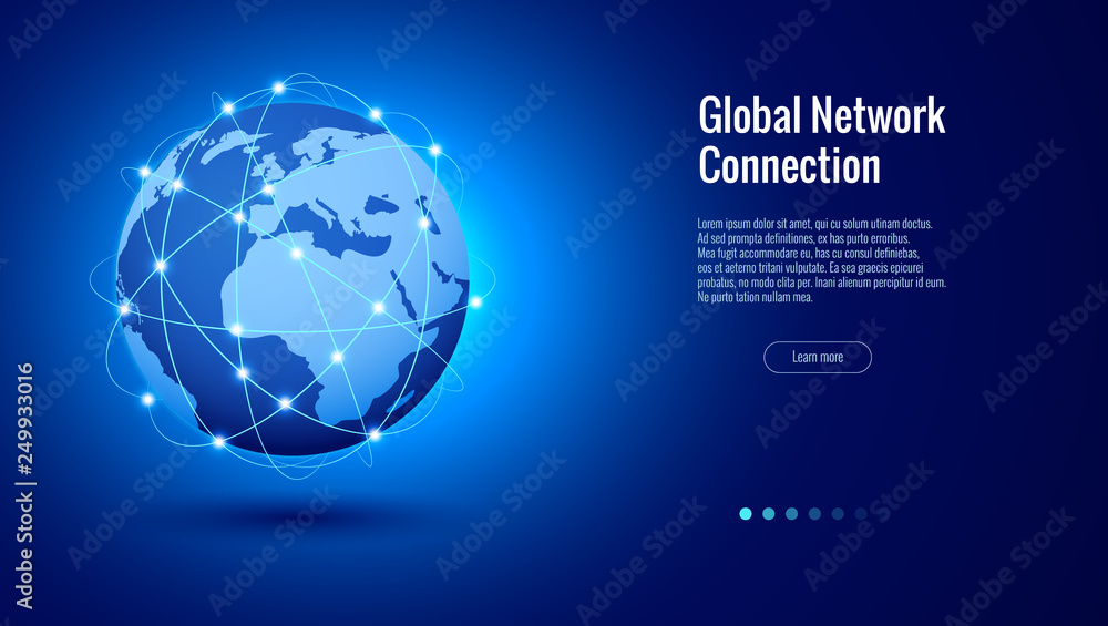 Poster global network connection concept. best internet, global business. world map point and line composit