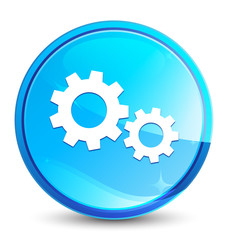 Process icon splash natural blue round button