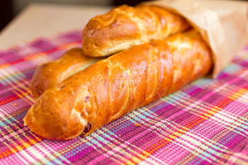 Fresh delicious bread in paper pack