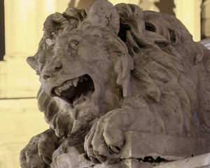Naklejka premium Lion of Saint Supplice fountain, Paris France