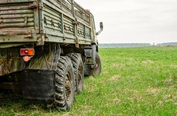 Rear Right Side of a Military Truck
