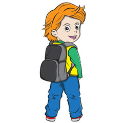 Cartoon child Going to School