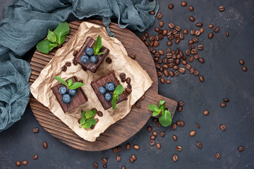 Chocolate mini cakes with berries