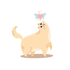 Postcard with the character is a cute hand drawn cat