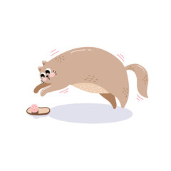 Postcard with the character is a cute hand drawn playful cat