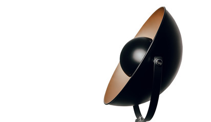 Modern retro-style black lamp. Lamp isolated on a white background in the form of a lampshade and...