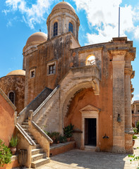Building of Aghia Triada old monastery on Crete island, Greece
