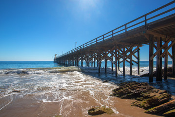 Fishing Pier and boat hoist at Gaviota Beach State Park on the central coast of California United States
