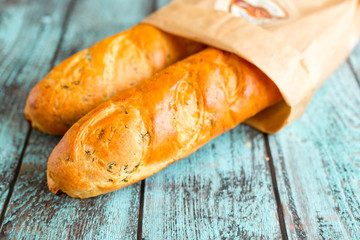 Fresh homemade bread. Healthy food concept