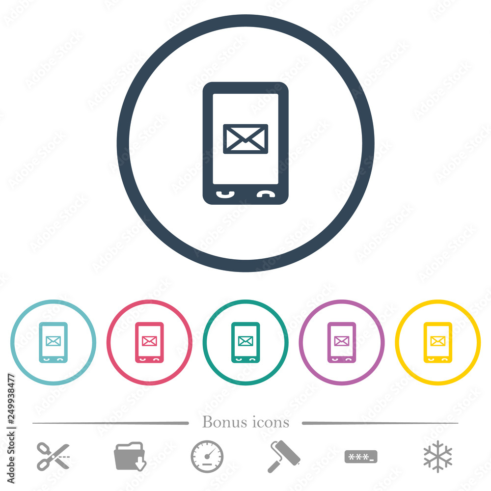 Poster unread sms message flat color icons in round outlines