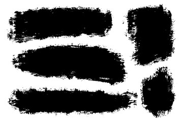 Fototapeta premium Vector set of big hand drawn brush strokes, stains for backdrops. Monochrome design elements set. One color monochrome artistic hand drawn backgrounds various shapes.