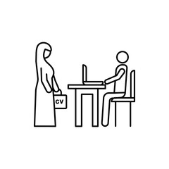 job, cv, Muslim businesswoman icon. Element of businesswoman in muslim world for mobile concept and web apps icon. Thin line icon for website design and development