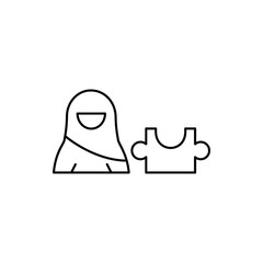 strategy, Muslim woman icon. Element of businesswoman in muslim world for mobile concept and web apps icon. Thin line icon for website design and development