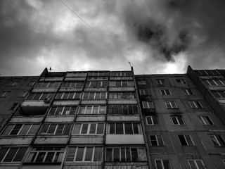 The Black and white buildings of high-rise buildings.Apartment high-rise house
