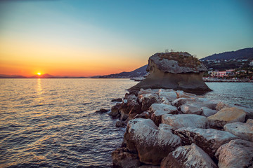 The sunrise of Lacco Ameno bay in Ischia island - obrazy, fototapety, plakaty