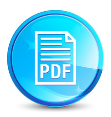 PDF document icon splash natural blue round button