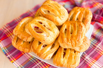 Delicious colorful fresh homemade cookies, cakes on table. Food, photo, menu, cakes concept