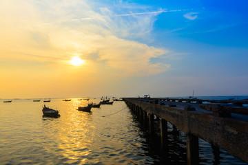 Fototapeta premium Sunset on the beach. Nature landscape background in evening