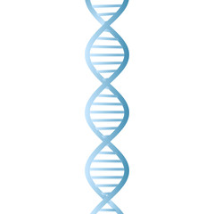 Beautiful realistic DNA blue colored double helix on white background.