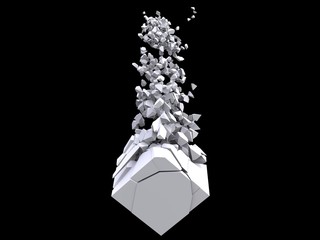 Fractured and shattered white cube