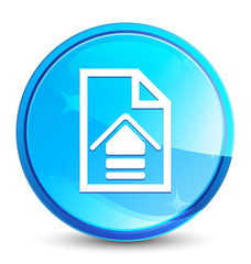 Upload document icon splash natural blue round button